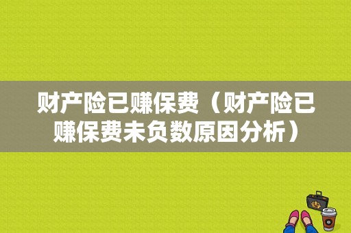 财产险已赚保费（财产险已赚保费未负数原因分析）